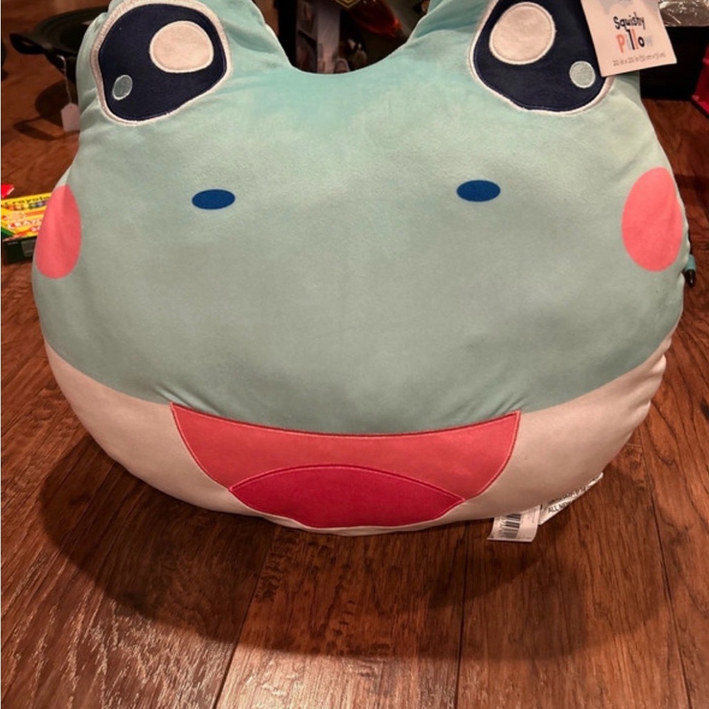 Comfort Bay Frog Face Plush Pillow - Aqua, Pink, Navy